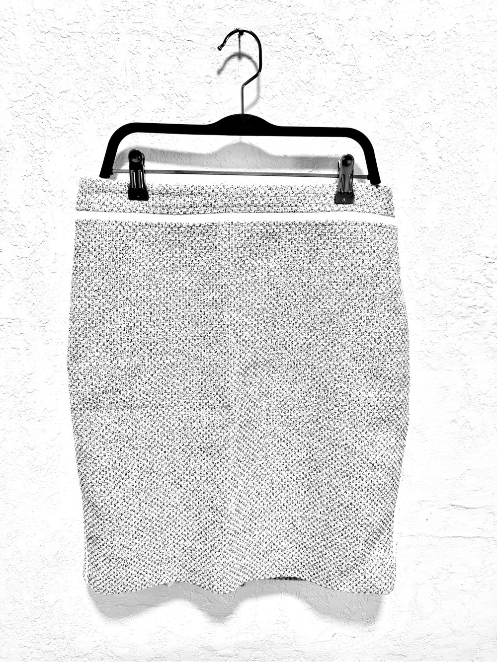 Elegant White and Black Tweed Skirt